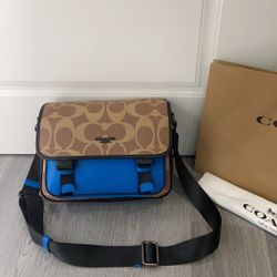 COACH Men's Classic Logo Monogram RACER Crossbody Flap Shoulder Bag Casual Messenger Bag