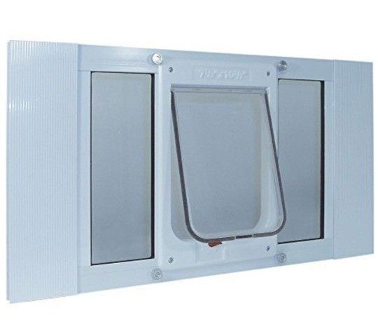 Aluminum Sash Window Pet Door,Adjustable to Fit Window Widths from 33" to 38"