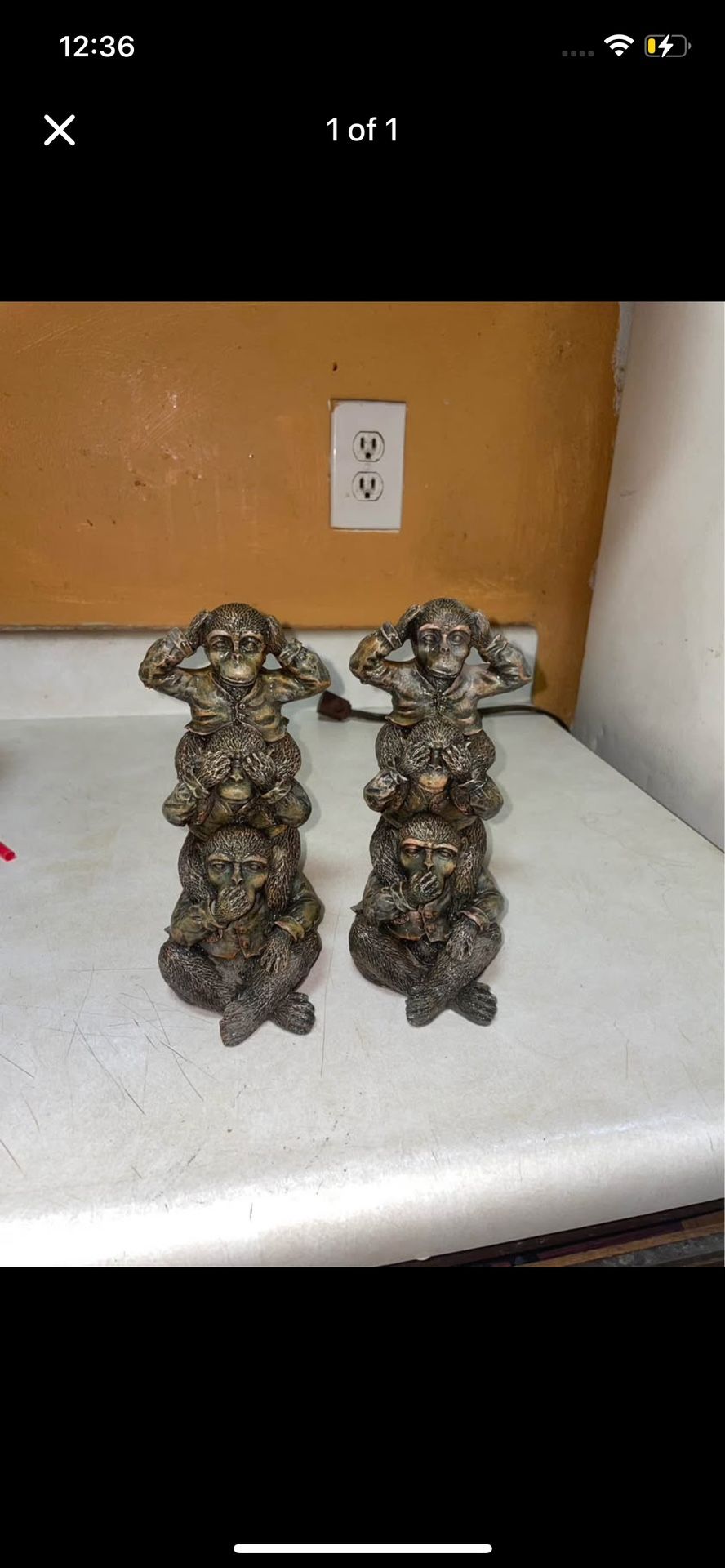 Set of Hear No Evil, See No Evil, Speak No Evil Monkey Statues