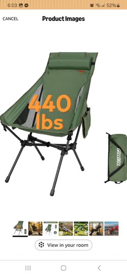 Portable high back camping chair support 440lbs new in box pick up in Pomona $45