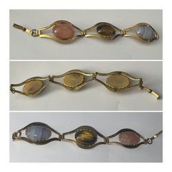 Vintage Miguel Gold Tone Bracelet with Tiger Eye & Other Stones South Africa 