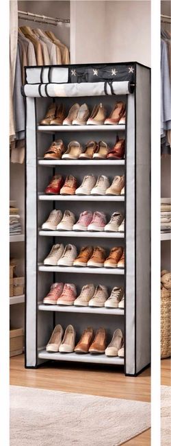8-Tier Portable Shoe Rack with Cover