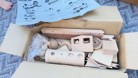 Vintage Wooden Antique Train DIY Kit 1864, 15-Inch Model, Open Box