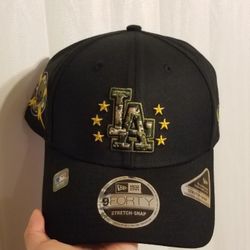 Men's New Era 9FORTY Los Angeles Dodgers Armed Forces Day Black  Stretch-Snap  Adjustable Hat