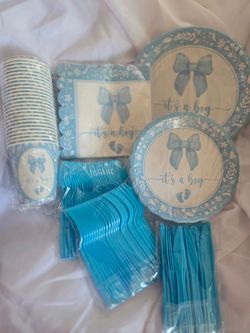 Baby  shower party  theme blue baby boy. New 176 pcs
