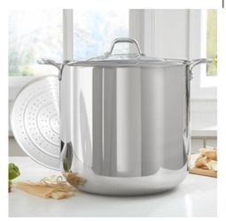 Princess House Stainless Steel 60qt Stock Pot with Lid and Steamer Insert