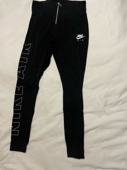 Womens Black Nike Air Athletic Wear Leggings W/ Zip Up Detail Size Medium