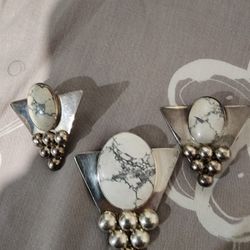 Earrings And Pendant  Vintage Silver Set