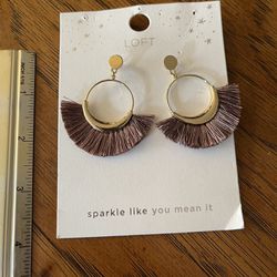 Gold Toned with Brown Fringe Drop Earrings
