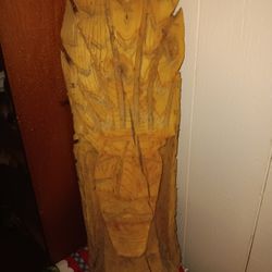Hand Carved Wooden Indian Head