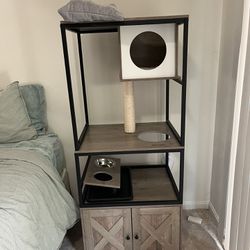 MOVING, MUST GO- Cat Condo With Litter Box Enclosure And Elevated Bowls - $40 OBO (Pick Up Only)