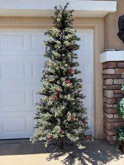 Slim Flocked Artificial Christmas Tree