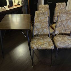 Retro MCM Dropleaf Table & 4 Chair Set