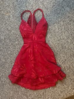 Red Floral Embroidered Mini Dress