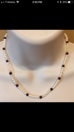 925 STER Silver White Freshwater Pearl Necklace 16.25”
