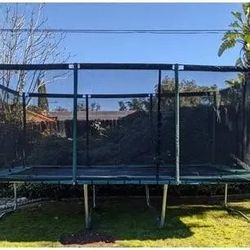 Galactic Xtreme 10x17 FT Outdoor Rectangle Trampoline with Net Enclosure 750Lbs Heavy Weight Jumping Capacity W/ Tumbl Trak Pit Pillow