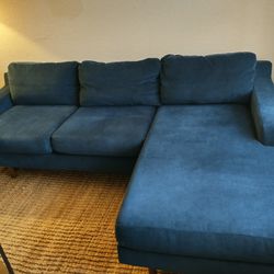 Reduced Price - West Elm Blue Sectional Sofa