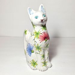 Cat Figurine Flower Italy 10"