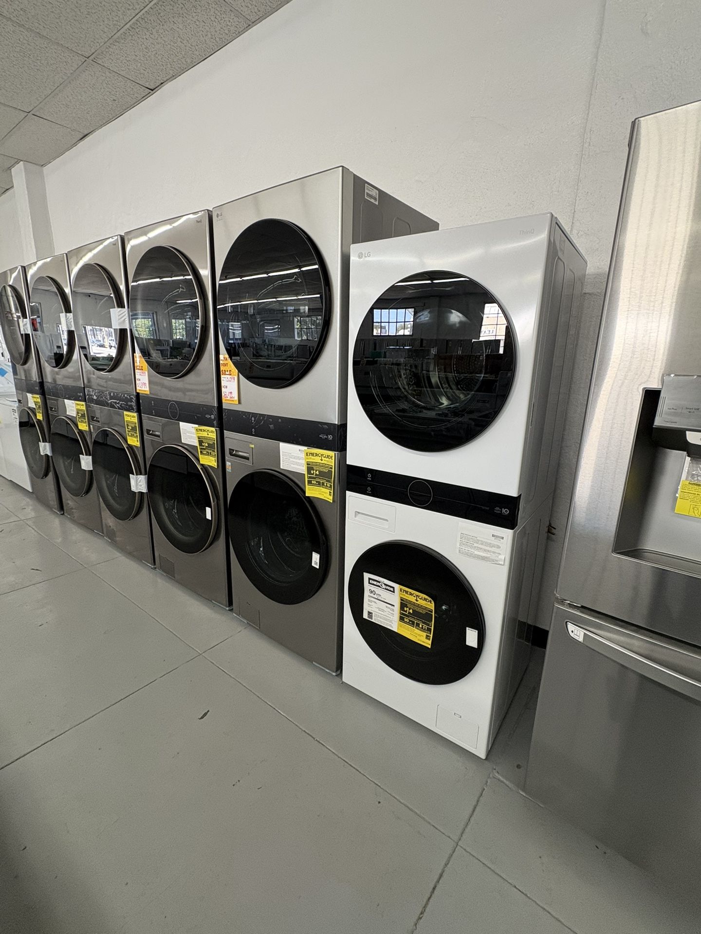 LG 2.4 cu. ft. Washer, 4.2 cu. ft. Dual Inverter Heat Pump Ventless Electric Dryer, Washtower, Center Control AIDD in White