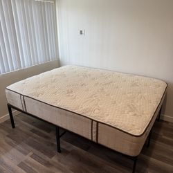 1 year used queen mattress w/ bed frame