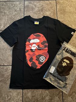 BAPE A Bathing Ape Black Red Camo Tee Size S