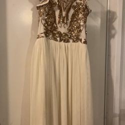 Gold/Off White Formal Dress