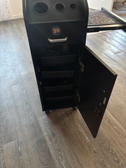 Black Salon Trolley Cart with Storage Trays