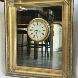 Signed LARGE Antique Shadow Box With Antique Brass Clock From A Castle In Dresden Germany