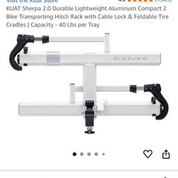 KUAT Sherpa 2.0 Durable Lightweight Aluminum Compact 2 Bike Transporting Hitch Rack with Cable Lock & Foldable Tire Cradles