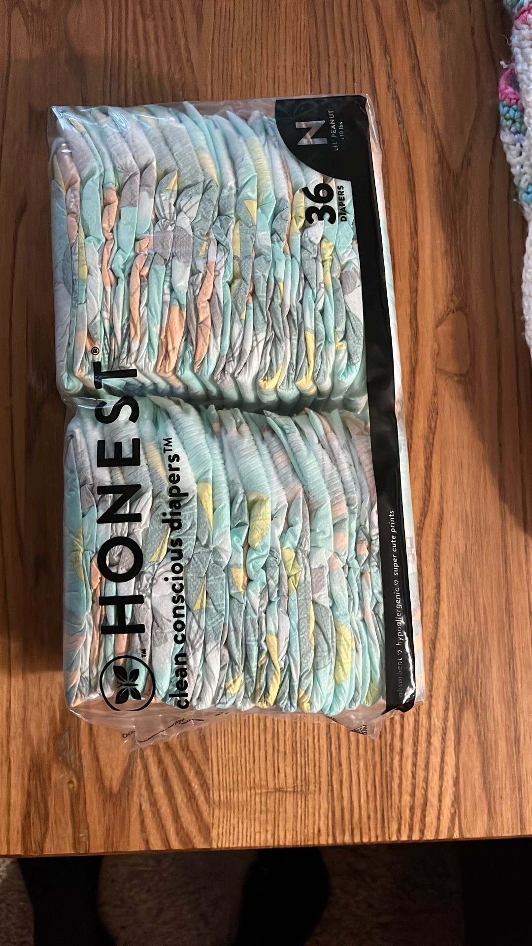 Honest Newborn Diapers, Unopened 36 Diapers Less Than 10 Lbs