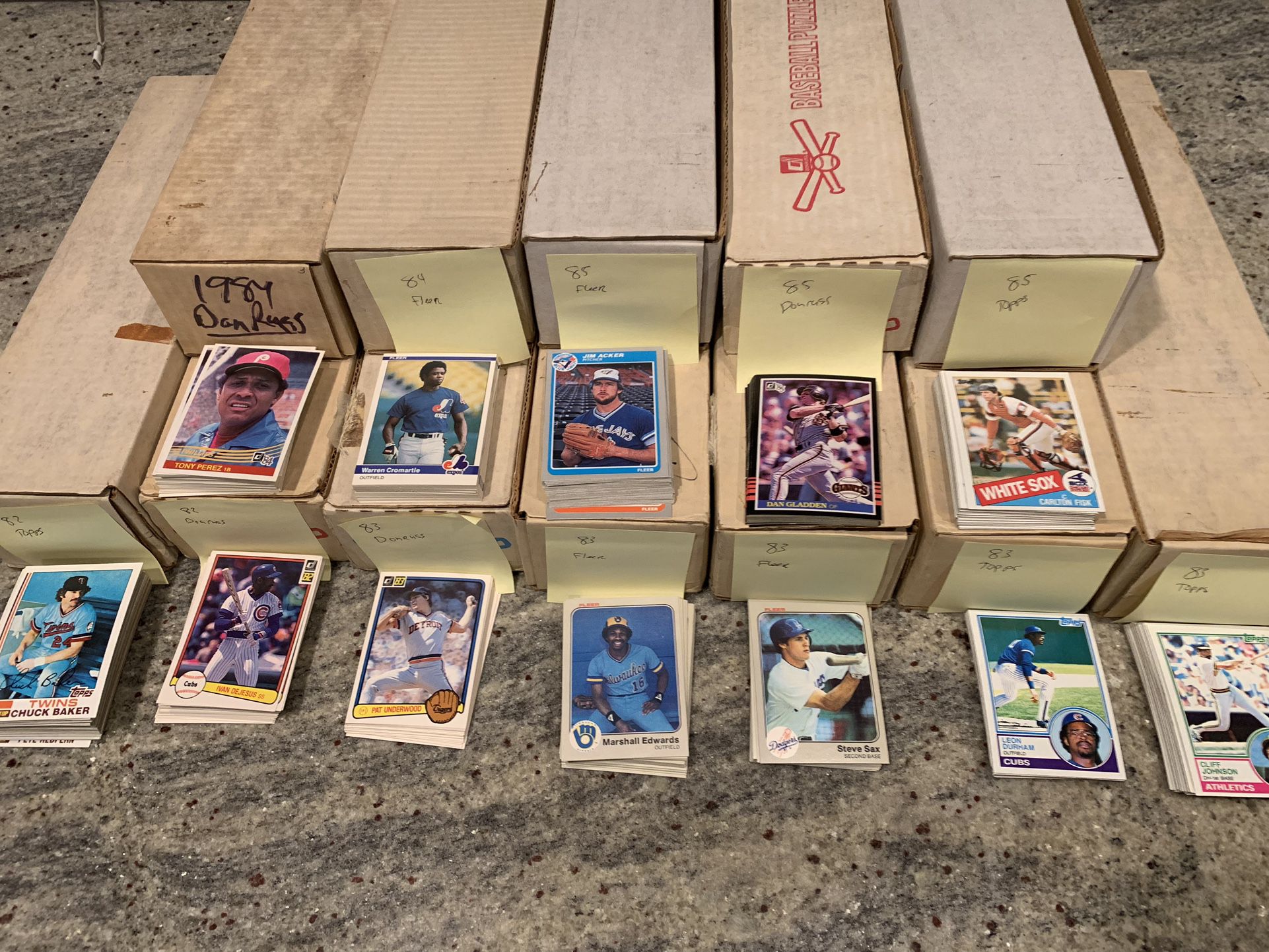 Baseball Cards 1982-85 sets Topps Donruss Fleer 12 Boxes 
