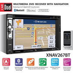 Dual Electronics XNAV267BT 6.2 inch Double Din Car Stereo with Built-in Navigation