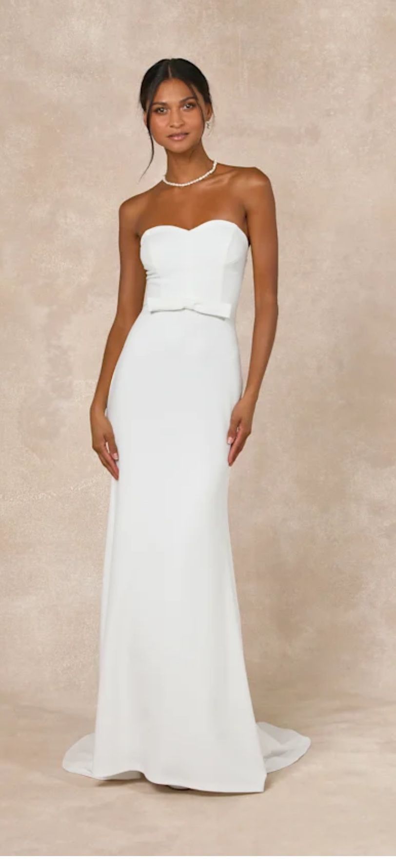 White Strapless Bow Mermaid Dress