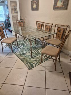 Table and 6 framed chairs