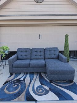 Charcoal Gray Sectional Couch- Free Delivery