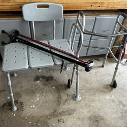 Shower Chair + Walker + 3 Canes