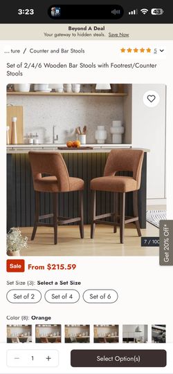 New set of two quality padded upholstered barstools with real wood legs 