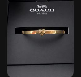 Coach Gold-Tone Heart Bangle Bracelet