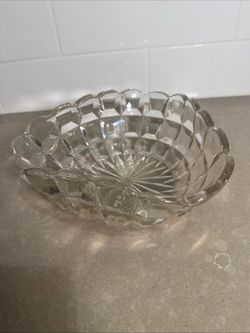 Clear Cut Glass Serving Bowl