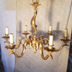 6-arm brass chandelier, large, gold, spider