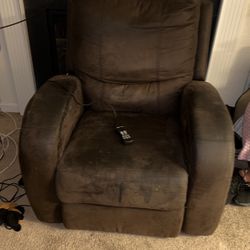 Brown Suede Recliner With Remote With Massage