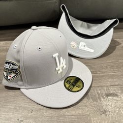 MLB New Era Los Angeles Dodgers Grey 2025 World Series Champions Patch 59fifty Fitted Hats Size  7 1/4 