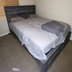 Oak Wood Bed Frame (Queen) Lights Up 