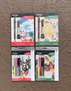 4 Brand new Brea Reese Christmas Colored Pencil Notepad & Scratch Art Craft Kits