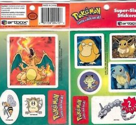 Original 1999 Pokemon Sealed Super-Size Stickers -6 Individual Packs, 54 Stickers Total