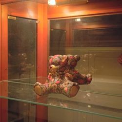 Wooden Display Case With Mirror & Glass Doors 