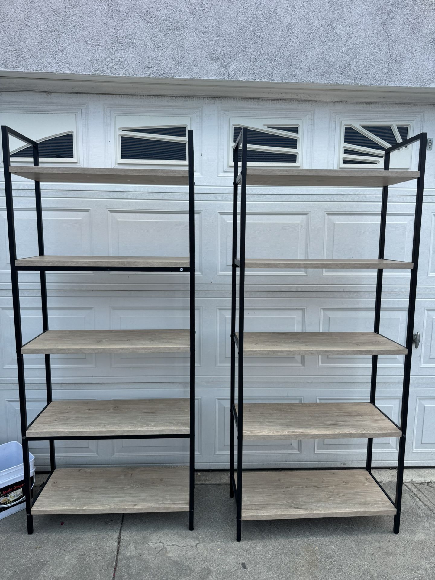72" Loring 5 Shelf Ladder Bookshelf - Thresholdâ„¢. Color: black and vintage oak.