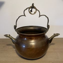 Art Nouveau Copper Cauldron with Figural Bronze Mounts – Decorative Vessel (1890–1910)