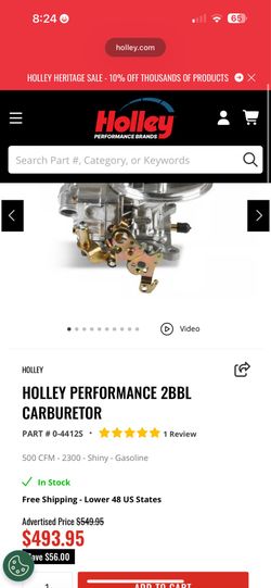 HOLLEY PERFORMANCE 2BBL CARBURETOR