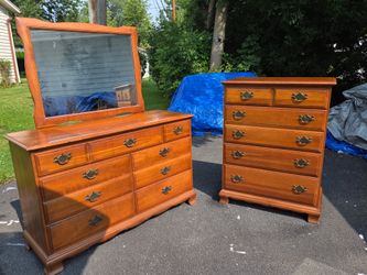 Gorgeous Solid Cherry Dresser Set with Matching Mirror